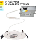 Lotos 4 Inch LED Round Adjustable Recessed Light with 360 Degree Pivot, Five CCT Selectable, 9W 700 Lumens, White Finish