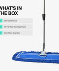 Top Shelf Commercial Dust Mop And Floor Sweeper With Adjustable Handle, includes steel frame and nylon blend mop head, ideal for dusty surfaces.