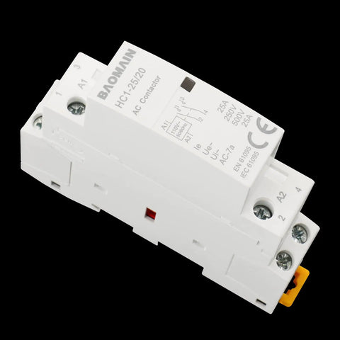 110V AC 2-Pole Modular Contactor With 2NO Normally Open Contacts, Beefy 25A Rating, DIN Rail Mount for HVAC Control