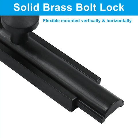Hella Secure Two Inch Solid Brass Surface Bolt With Matte Black Finish And Built Tough French Door Slide Latch Lock For Heavy Duty Home Security Zero Hassle Installation Plus Mounting Screws For Quick Setup On Any Gate