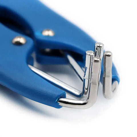 Close-up of Balloon Opener Expander Tool Plier for Livestock Bander Workhorse Balloon Stretcher With Non Slip Handle 4 Direction Grapple Design Durable Plastic And Metal Build For Safe Quick Expansion On The Farm, blue handle