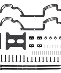Beefy Carbon Fiber Chassis Kit For 1/18 TRX4M Bronco Defender Crawler with ECS Securing Straps and multiple shock mount points.