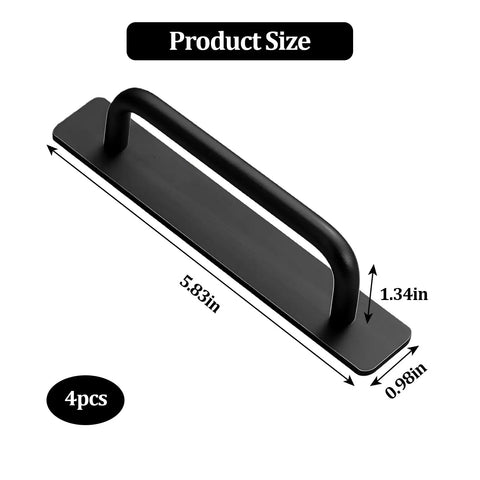 Self Stick Cabinet Handles 4 Pack No Drill Drawer Pulls For Cabinets And Closets Durable Aluminum Alloy With Super Strong Adhesive Tape Easy Install For Kitchen Bath Remodel And Furniture Makeover, 5.83in