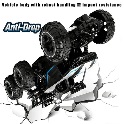 Six Wheel All Terrain Ride On Toy Vehicle With Spray Color Finish Durable Plastic Construction And Smooth Rolling Wheels For Off Road Fun Kids And Collectors Great Gift Idea Easy Grip Handles And Long Lasting Performance upside down demonstrating impact resistance