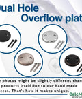 Top Notch Dual Hole Bathtub Drain Overflow Plate With Slick Chrome Finish And Included Matching Screws For No Fuss Installation And Built Tough Corrosion Resistant Real Deal Bathroom Upgrade display with chrome and black options.