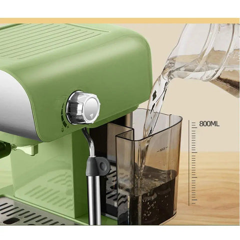 Espresso Machine With Built In Milk Frother, 20 Bar Pressure, Home Barista Level Coffee Maker showing water being poured into a container
