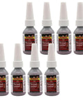 Red High Strength Thread Locker For Large Fasteners Permanent Anaerobic Lock Vibration And Solvent Resistant 0.34 Oz Bottle 8 Pack