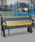 24 Inch Pan and Box Brake for Sheet Metal Bending 0 to 135 Degree Manual Bender in deep grey, heavy duty steel, industrial setting
