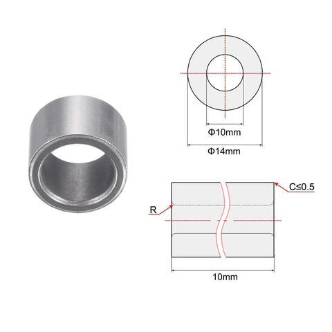 Self Lubricating Sleeve Bearings Set With 10mm Bore 14mm OD 10mm Length Sintered Iron Bushings Maintenance Free illustrated dimensions