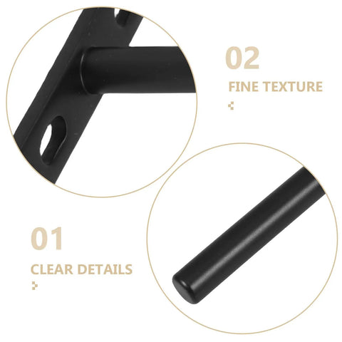 Heavy Duty Floating Shelf Brackets Set, T Shaped Iron Black Wall Shelf Supports, 4 Pack, No Fuss Hidden Mounting, Easy Install Hardware For Office, Porch, Kitchen And Home Decor close-up