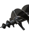 Close-up of 200mm Manganese Steel Excavator Earth Auger Attachment with spiral shaft and cutting blades for pile drilling and post holes.