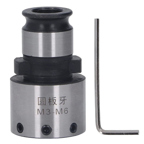 Sturdy Round Die Collet Chuck For Tapping Milling Works Securely Holds M3 M6 Dies With Hex Wrench Blackened Carbon Steel Tool