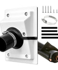 Weather Tough HVAC Wall Penetration Cover And Lineset Sleeve Kit snug fit for 1 3/4 inch refrigerant lines with screws and clamps included.