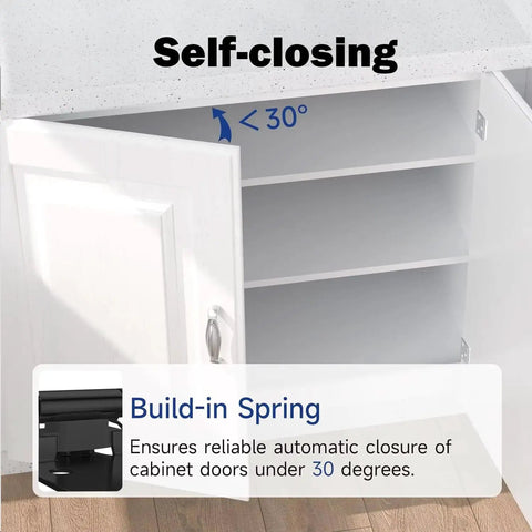Matte Black Self Closing Cabinet Hinges 32 Pack Soft Close Door Hardware Semi Hidden Steel Build under 30 degrees close mechanism