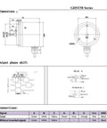 Technical diagrams and dimensions for 3600 PPR Servo Encoder With 6mm Shaft For Motors GHST58 Rotary Encoder HTL 5 To 26V