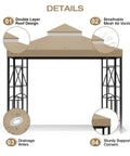 119 Inch By 119 Inch Canopy Replacement Top No Frame For Double Tier Gazebo - Weatherproof Sun Shade Cover Details