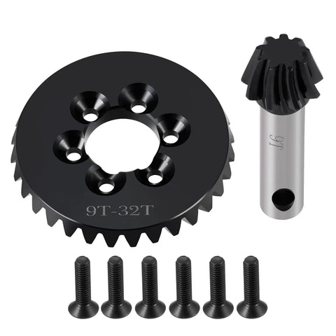 Beefy Steel Front Or Rear Spiral Cut Differential Ring And Pinion Gear Set 32T And 9T for Axial One Sixth SCX6 Jeep