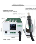 Hot Air Rework Soldering Station With Touch Screen LCD 1200W Lead Free Three Memory Channels CH1 CH2 CH3 for Phones CPUs PCBs