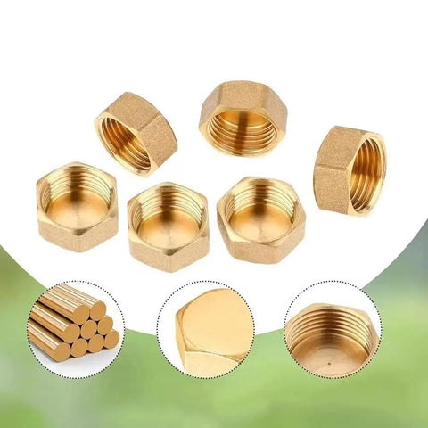 Premium Brass Hose End Cap Kit With 6 Durable Pieces For Garden Hoses Features Secure Hex Fit And Leak Proof Sealing Rings In 1/2 And 3/4 Inch Sizes Perfect For Keeping Your Outdoor Plumbing Safe And Sound This Heavy Duty Set Is Totally Legit For Any brass hose end caps, six-piece set