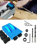Essential 14 Piece Pocket Hole Jig Drill Kit With 15 Degree Dowel Joinery Set Includes 6mm 8mm 10mm Drill Bits featured in use