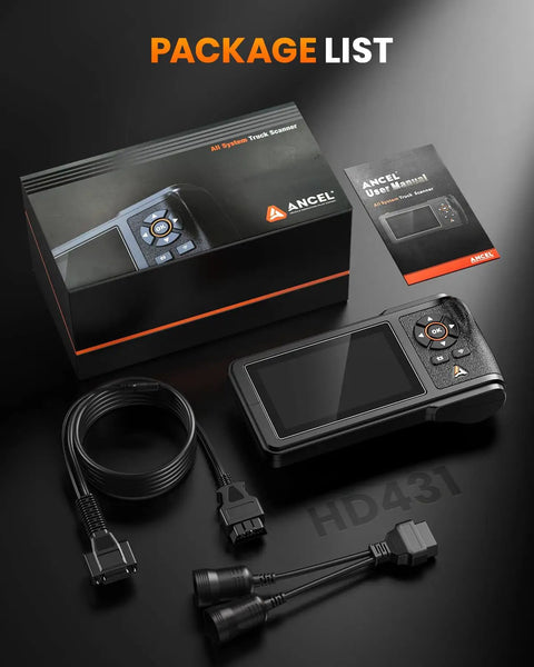 Heavy Duty Truck Diagnostic Scanner With DPF Regen And Forced Reset For Paccar And Detroit Engines shown with accessories