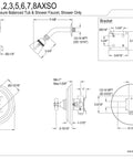 Technical diagram of Retro Restoration Style Single Handle Pressure Balanced Shower Faucet in brushed nickel with 1/2-inch NPT connection.