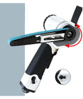 Professional Pneumatic Mini Belt Sander For Woodworking And Metalworking Lightweight Handheld Power Sander with adjustable knob detail.