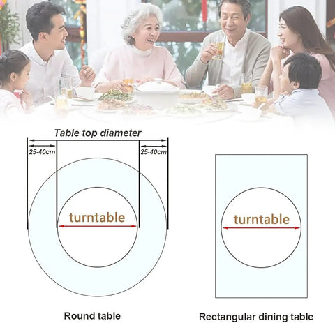Family using Party Ready Tempered Glass Lazy Susan Turntable 110cm Round Serving Plate With 360 Degree Spin And Aluminum Bearing