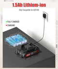 20V Max Cordless Drill Kit With Battery And Charger charging on a table with visual battery indicator display