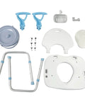 Disassembled parts of 2 In 1 Shower Chair With Commode Bath Bench Inside Shower With Back And Arms Heavy Duty 450lbs Capacity