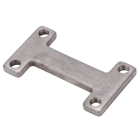 Built Tough 304 Stainless Steel I Shaped Screw Plate With M4 Mounting Holes for robotic clamping, 39 by 22 by 3 mm.