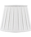 Empire Style Pleat Lamp Shade In Linen White, Silk Type Shantung Fabric With Off White Lining, Top 10 Inch, Bottom 14.5 Inch
