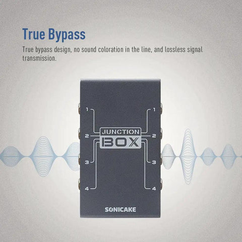 Junction Box for Guitar and Bass Pedals, TRS Stereo Four-Channel Organizer to Tidy Your Pedalboard with True Bypass feature