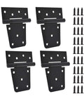 Heavy Duty Black 3.5 Inch T-Barn Door Hinges 4 Pack Built Tough For Wood Doors And Chicken Coops Durable Steel Hardware with screws