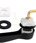 Universal Metal Front Mount Toilet Handle Kit In Matte Black With Brass Flush Lever components and adjustable holes