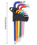 Durable Hex Wrench Star Key Set With Color Coding For Tough Furniture Assembly And Fast DIY Repairs Featuring Heavy Duty Steel Construction For Ultimate Grip, 9-piece T-handle set, 16.5cm