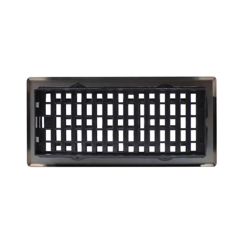 Slick Oriental Style Floor Register 4x10 Inches Rubbed Bronze Finish Decorative Steel Vent Grate With Damper Box 8 Pack For HVAC Duct Openings