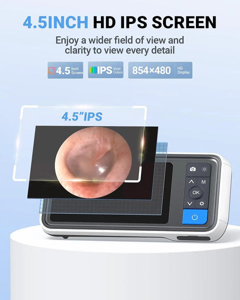 Home Ear Otoscope With 4.5 Inch IPS Display And 3.9mm Ear Camera With Gyroscope For Clear At Home Inspection, 4.5-inch IPS screen