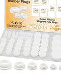 62Pcs Silicone Hole Plugs Set in 6 Sizes White Round Rubber Plugs With Snap Locking in Storage Box for Furniture