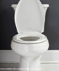 Elongated Biscuit Slow Close Toilet Seat With Easy Clean Hinges Adjustable Front To Back Fit for Wobble Free Quiet Bathroom Upgrade