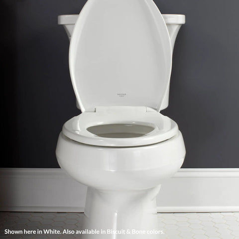 Elongated Biscuit Slow Close Toilet Seat With Easy Clean Hinges Adjustable Front To Back Fit for Wobble Free Quiet Bathroom Upgrade