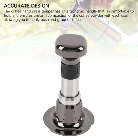 Premium Aluminum Alloy Coffee Tamper With Constant Force Hand Press, 2.3 Inch tool with ergonomic handle for even grounds.