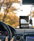 Windshield Crack Repair Kit For Cars And Trucks, DIY Friendly Fast Acting Car Window Glass Repair Liquid on car dashboard.