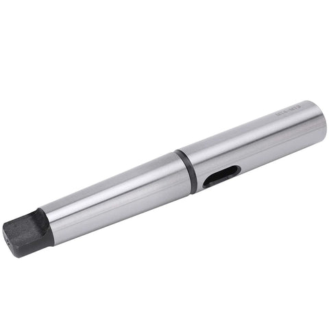 Side view of lengthened Morse MT4 MT3 taper reducing sleeve in steel for CNC lathe and milling fixtures
