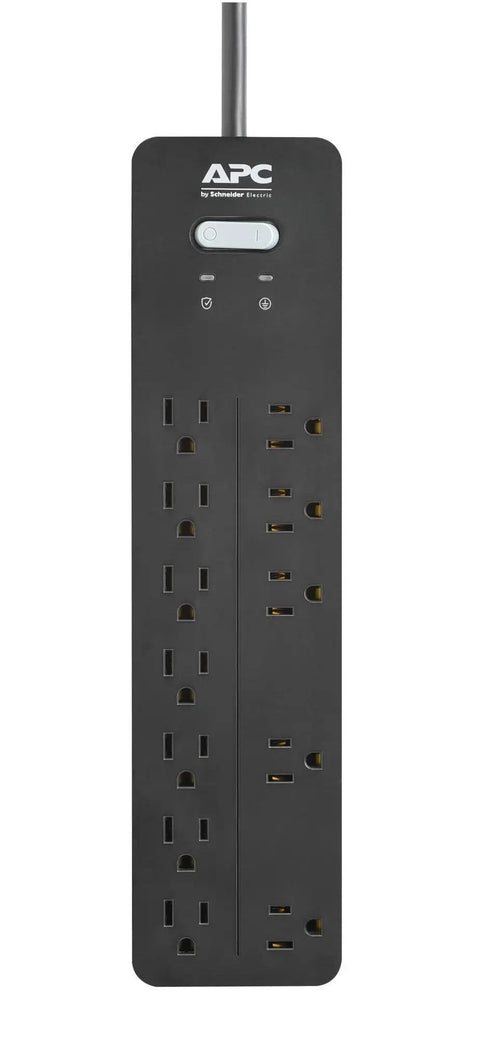 Beefy 12 Outlets Surge Protector Power Strip With 2160 Joules Flat Plug 6 Foot Cord Space Saving Black Easy Access Outlets