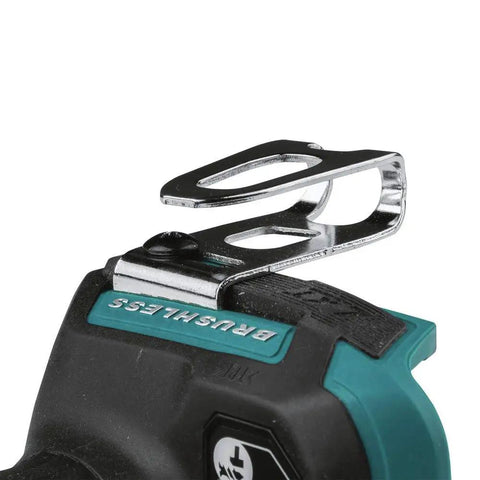 Close-up of belt clip on XDT16Z 18V LXT Brushless Cordless Impact Driver, highlighting quick shift mode text