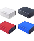 Tough As Nails Industrial Enclosure Box for wire junction and distribution control with ABS panel in four colors, front view.