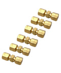 Brass 1/8-in compression couplings, 6 pcs, for refrigeration and air lines.