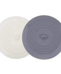 Slick Six Inch Silicone Tub Stopper Two Pack Soft Drain Plug Hair Catcher in gray and white, ideal for bathroom sink cover.