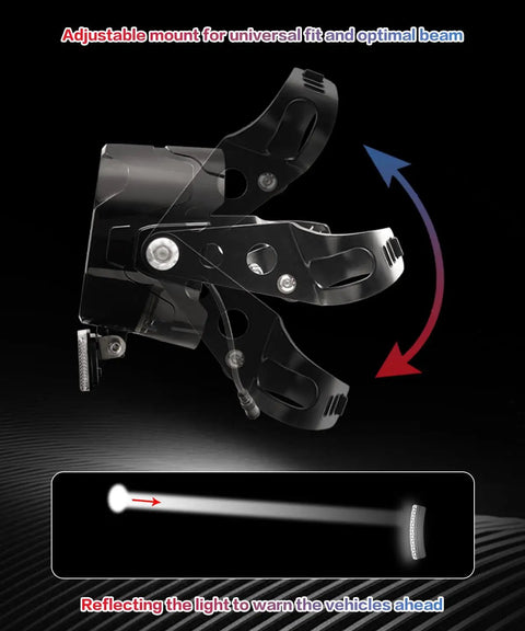 Adjustable mount for LED Ebike Headlight With White Halo For Super73 S2 SE S2 Laguna And Brooklyn R SE 2021 Models with light beam effect.